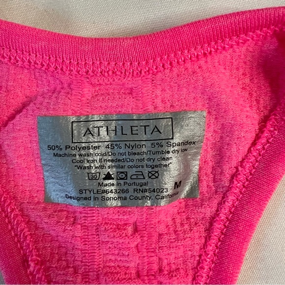 Athleta Bright Pink Ruched Racerback Tank Top - Picture 3 of 4